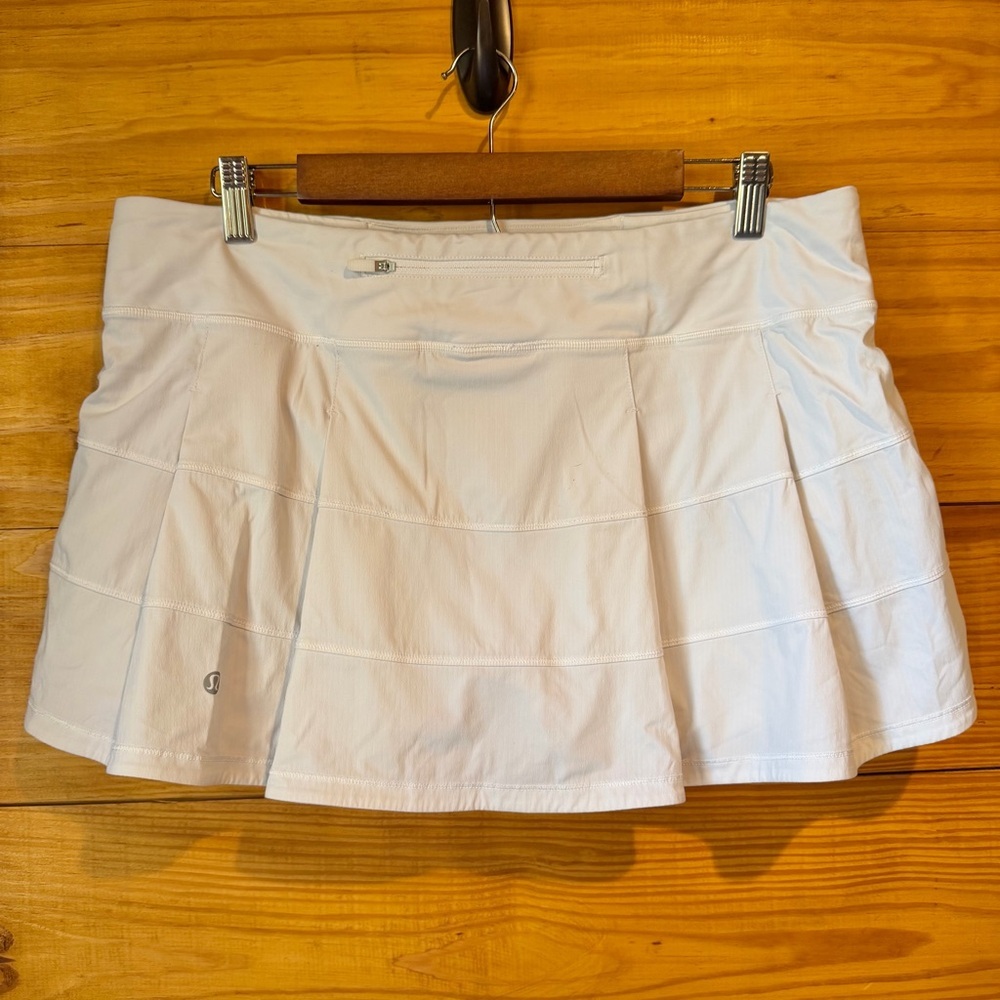 Lululemon Pace Rival Activewear Skirt Skort 12 White Light Grey W8846R - Picture 3 of 12